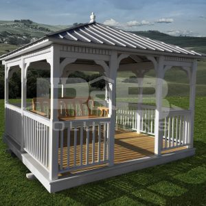 Hand-Crafted Square Wood Gazebo in White