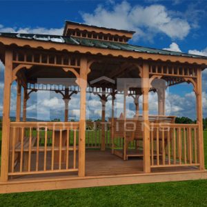 Hand-Crafted Square Wood Gazebo