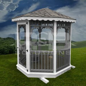 Hand-Crafted Octagon Wood Gazebo in White